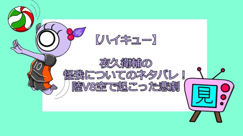 ハイキュー 夜久衛輔の怪我についてのネタバレ 陸vs空で起こった悲劇 見る見るワールド
